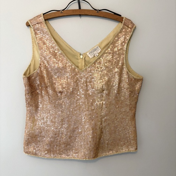 Freesia Vintage Gold Sequin Beaded Tank Top XL - Picture 1 of 8